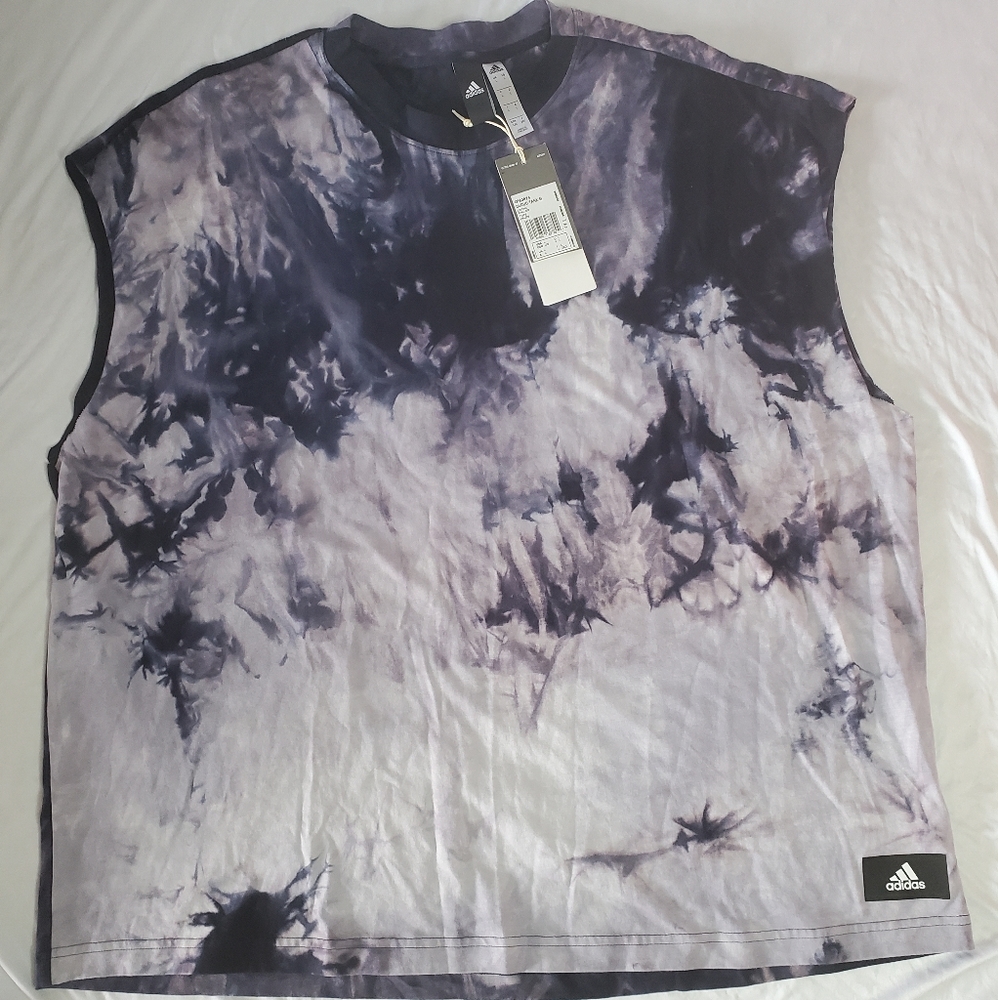 Adidas Cloud Tank Top Men’s Large Tie Dye Sleeveless Shirt NWT Purple Black